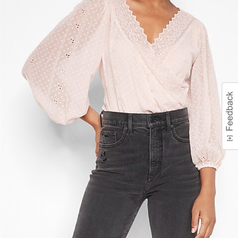 Eyelet Trim Faux Wrap Thong Bodysuit